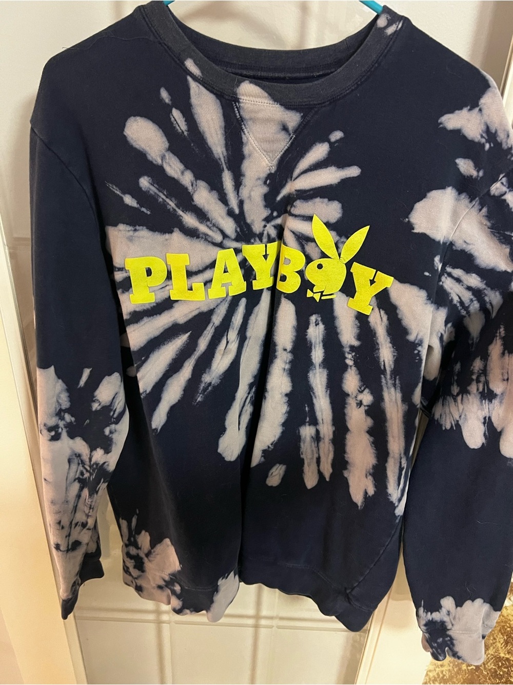 Playboy Tie-Dye Crewneck Sweatshirt Butterfly Globe Graphic Unisex